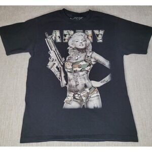 Crux T Shirt Mens L Black Marilyn Monroe Army Camo Tattoo Graphic Tee